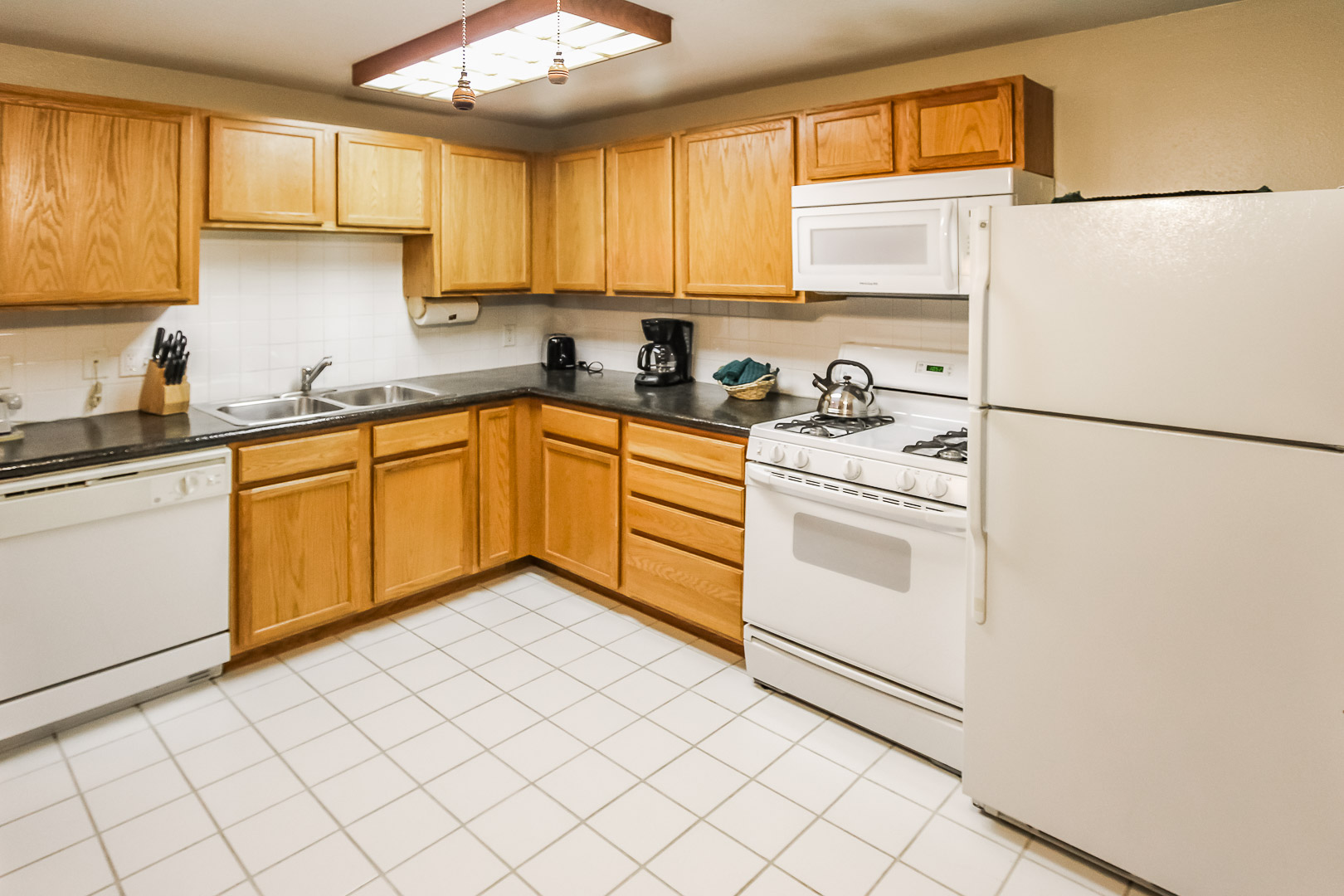 A fully equipped kitchen at VRI's Jackson Pines in Wyoming.
